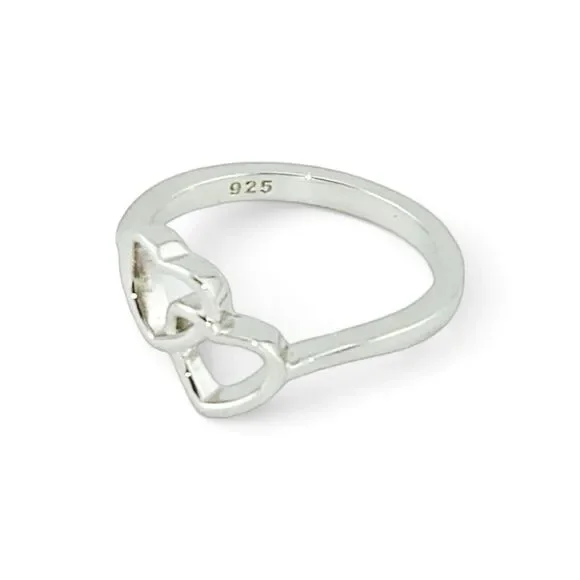 Sterling Silver Double Heart Ring - Picture 2 of 5